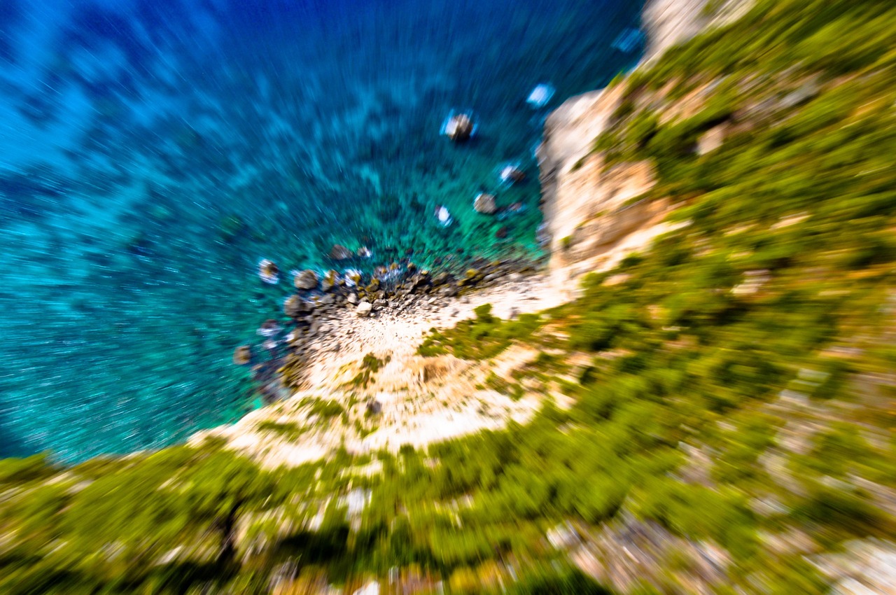 vertigo, falling, nature, coast, rocks, cliff, zooming, sea